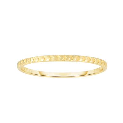 14K Gold Yellow Arrows Stackable Band Ring - WJD Exclusives