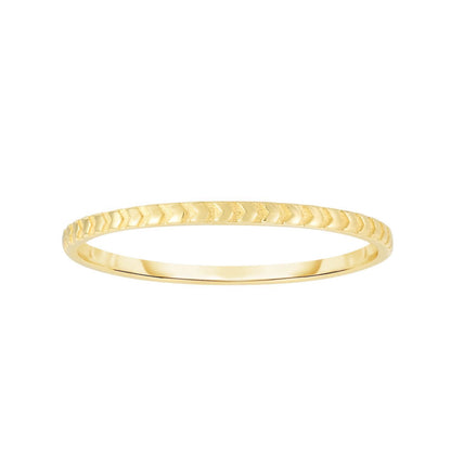 14K Real Gold Yellow Arrows Stackable Band Ring