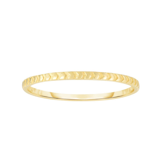 14K Real Gold Yellow Arrows Stackable Band Ring
