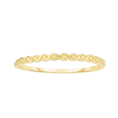 14K Gold Yellow Infinity Beads Stackable Band Ring - WJD Exclusives