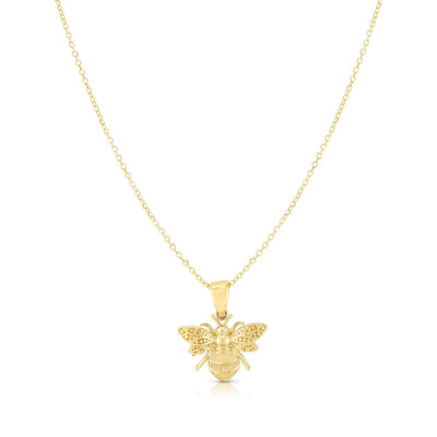 14K Gold Bumblebee Pendant Cable Chain 16" - 18" Adjustable - WJD Exclusives