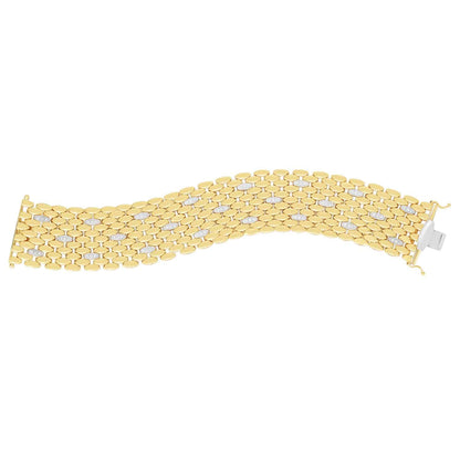 0.70CTW Real Diamond 14K Gold Yellow 28mm Flat Panther Bracelet 7.25"