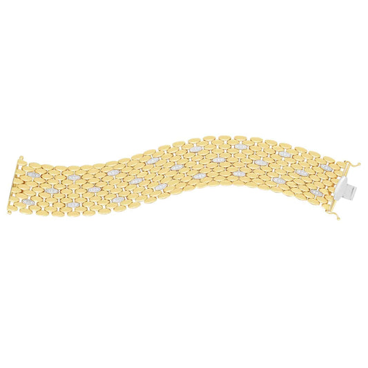 0.70CTW Real Diamond 14K Gold Yellow 28mm Flat Panther Bracelet 7.25"