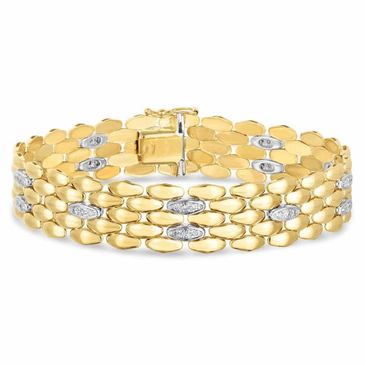 0.42CTW Real Diamond 14K Gold Two-Tone 12mm Panther Bracelet 7.25"