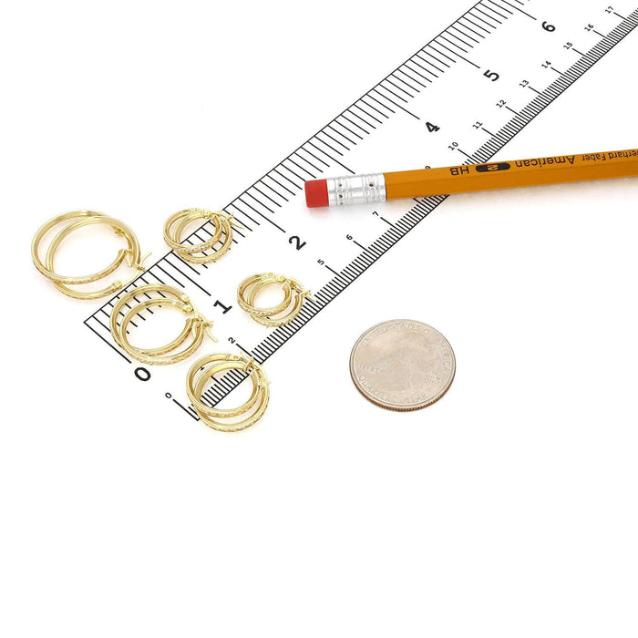 Real 14K Gold Channel CZ Hoop Earrings 13mm - 23mm - WJD Exclusives