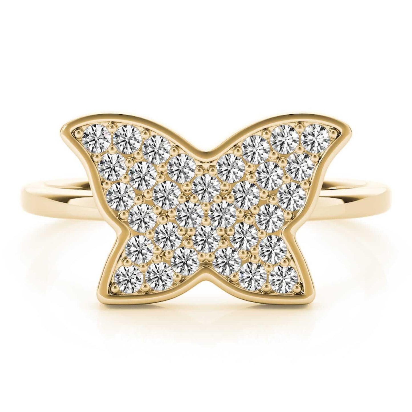 14K Gold Yellow 0.35CT. TW Natural Diamonds Butterfly Cocktail Ring