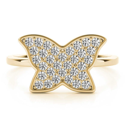 14K Gold Yellow 0.35CT. TW Natural Diamonds Butterfly Cocktail Ring