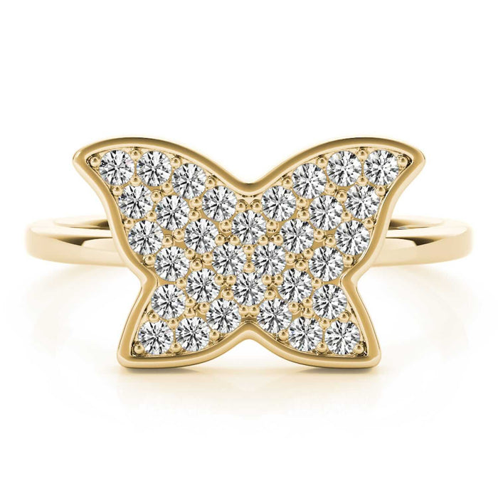 14K Gold Yellow 0.35CT. TW Natural Diamonds Butterfly Cocktail Ring - WJD Exclusives