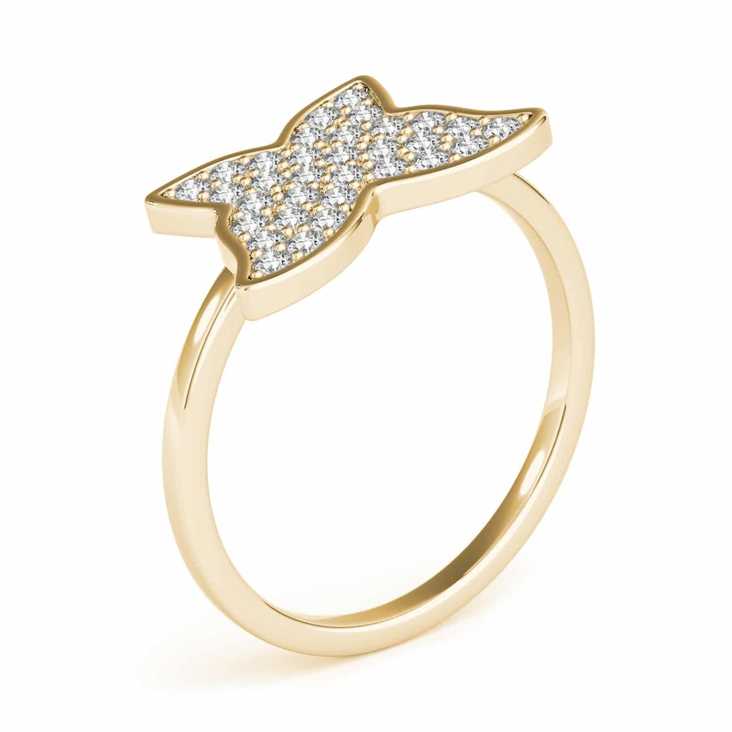14K Gold Yellow 0.35CT. TW Natural Diamonds Butterfly Cocktail Ring