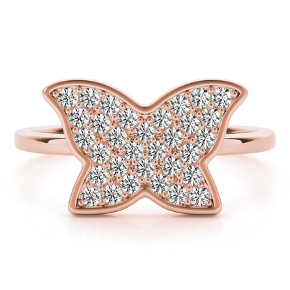14K Rose Gold 0.35CT. TW Natural Diamonds Butterfly Cocktail Ring