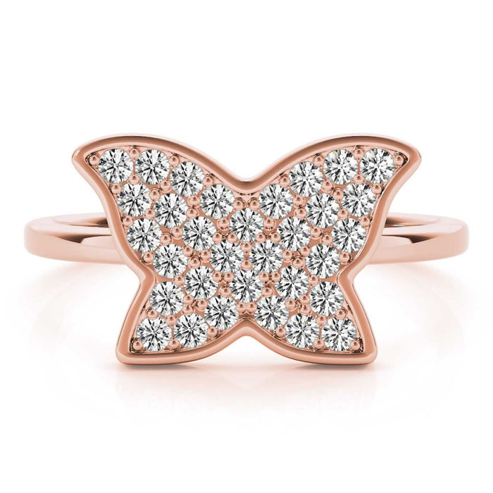 14K Rose Gold 0.35CT. TW Natural Diamonds Butterfly Cocktail Ring - WJD Exclusives