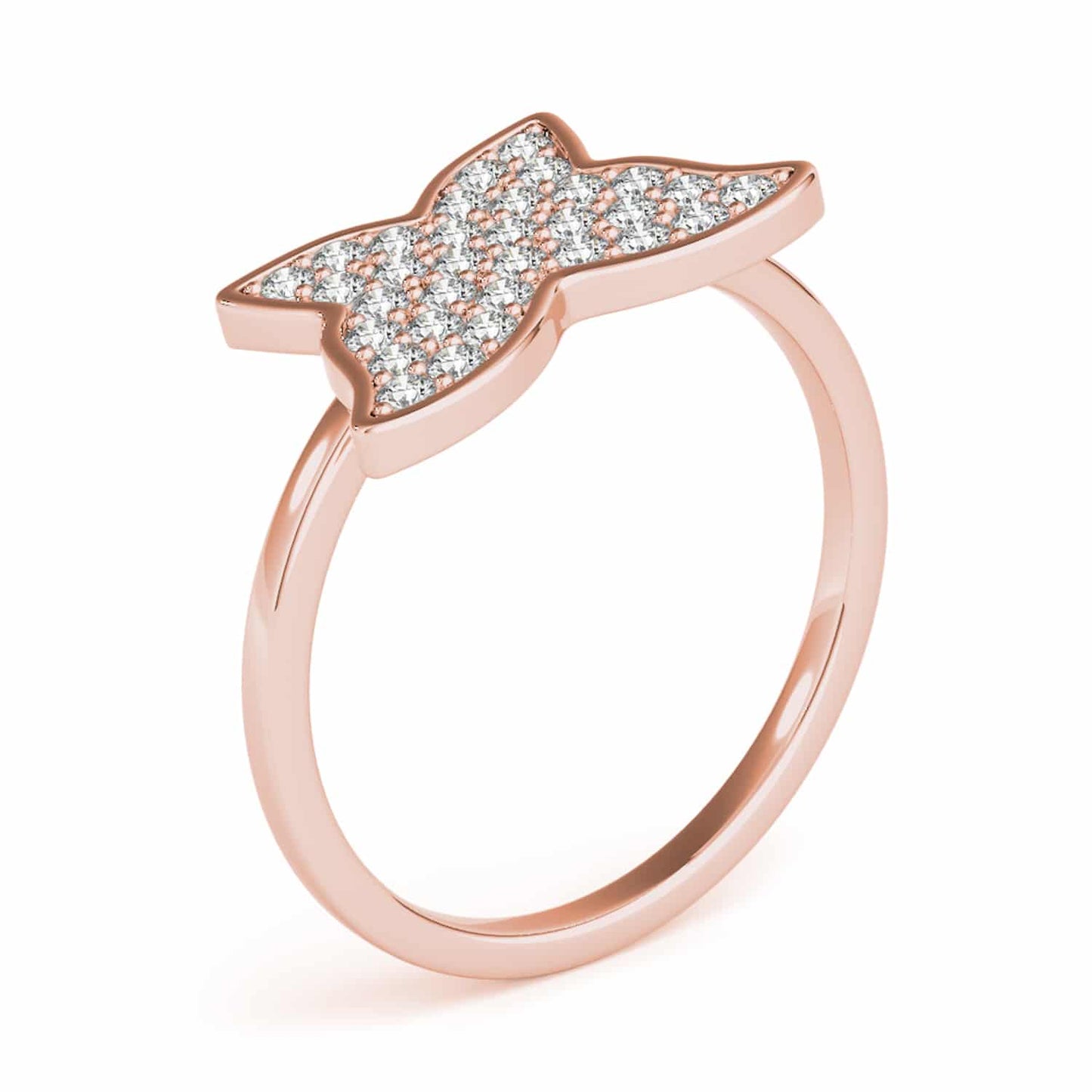 14K Rose Gold 0.35CT. TW Natural Diamonds Butterfly Cocktail Ring