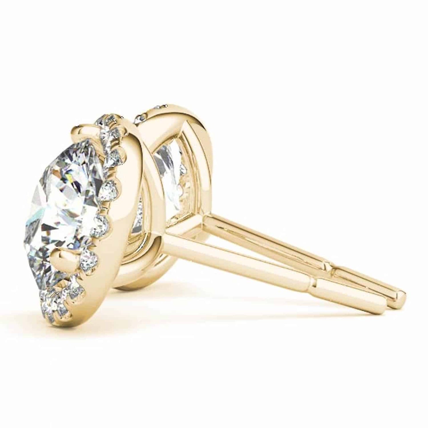 2.20CTW Real Diamonds & Moissanite 14K Yellow White Rose Gold Halo Earrings