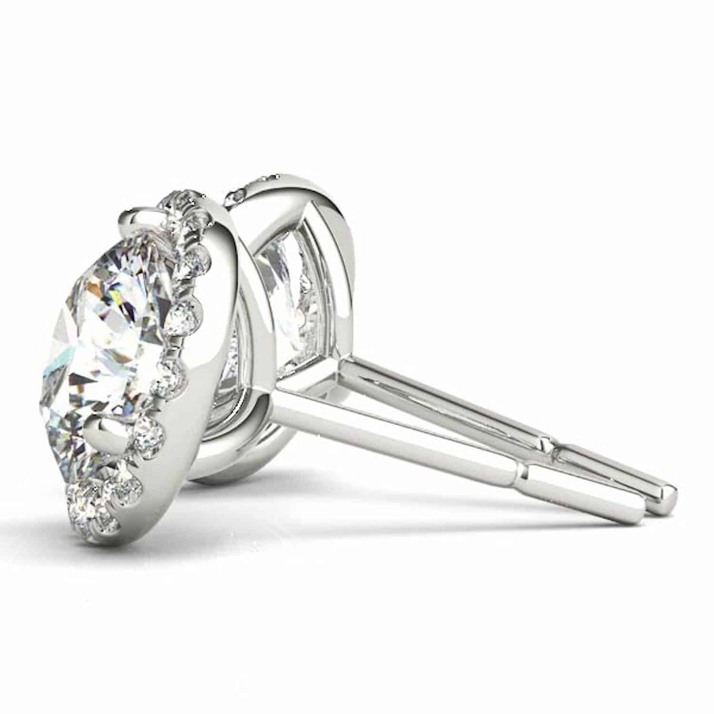 2.20CTW Real Diamonds & Moissanite 14K Yellow White Rose Gold Halo Earrings