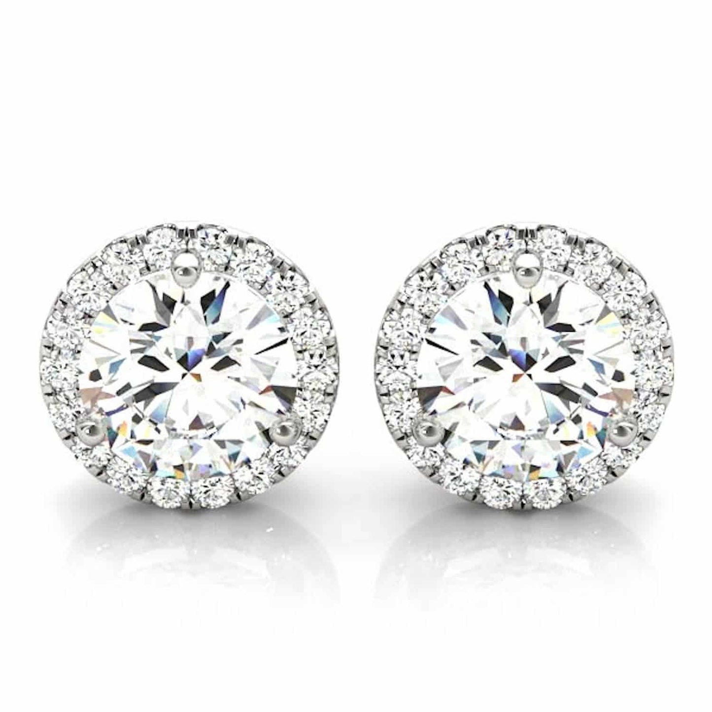 2.20CTW Real Diamonds & Moissanite 14K Yellow White Rose Gold Halo Earrings