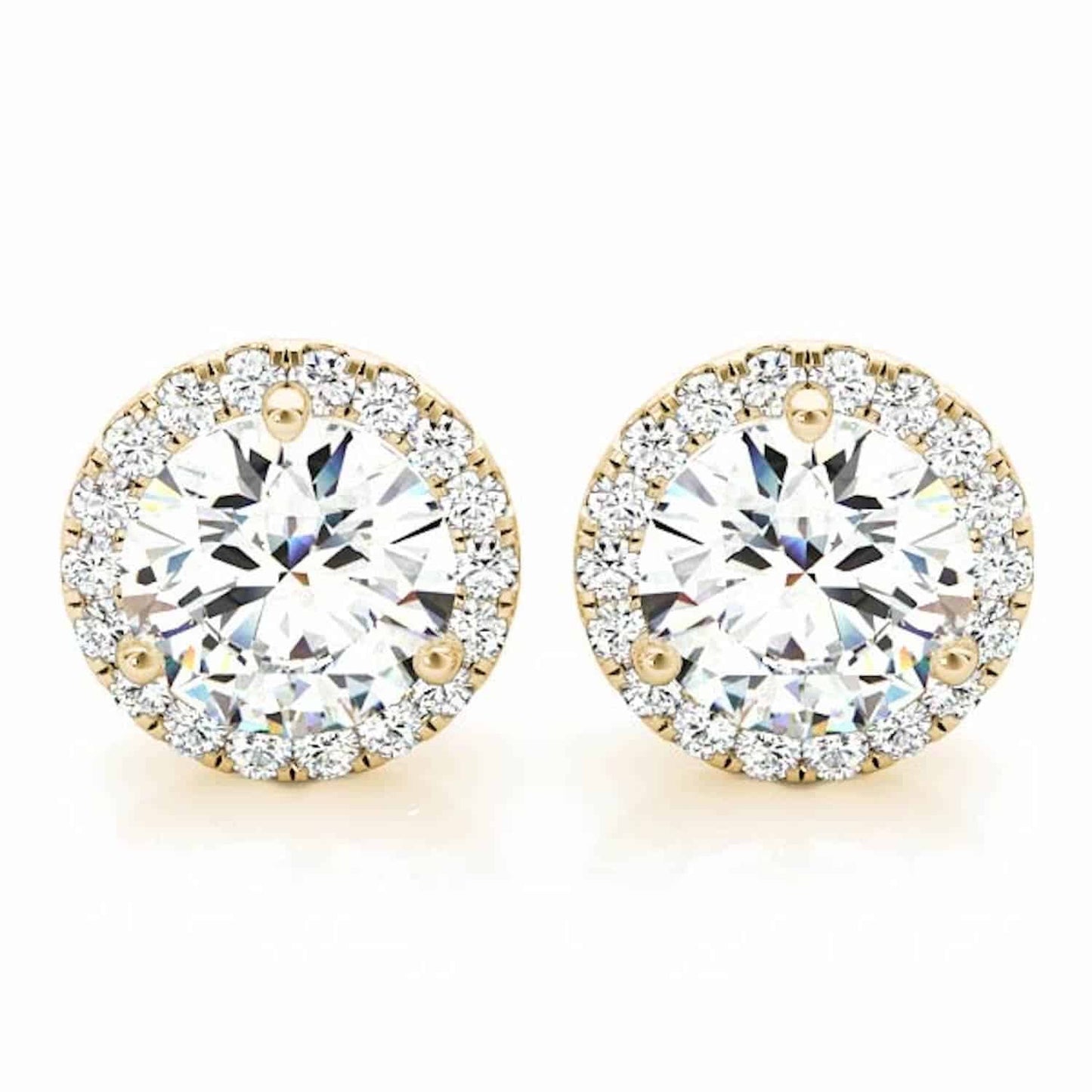 2.20CTW Real Diamonds & Moissanite 14K Yellow White Rose Gold Halo Earrings