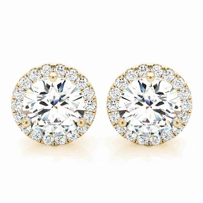 2.20CTW Real Diamonds & Moissanite 14K Yellow White Rose Gold Halo Earrings