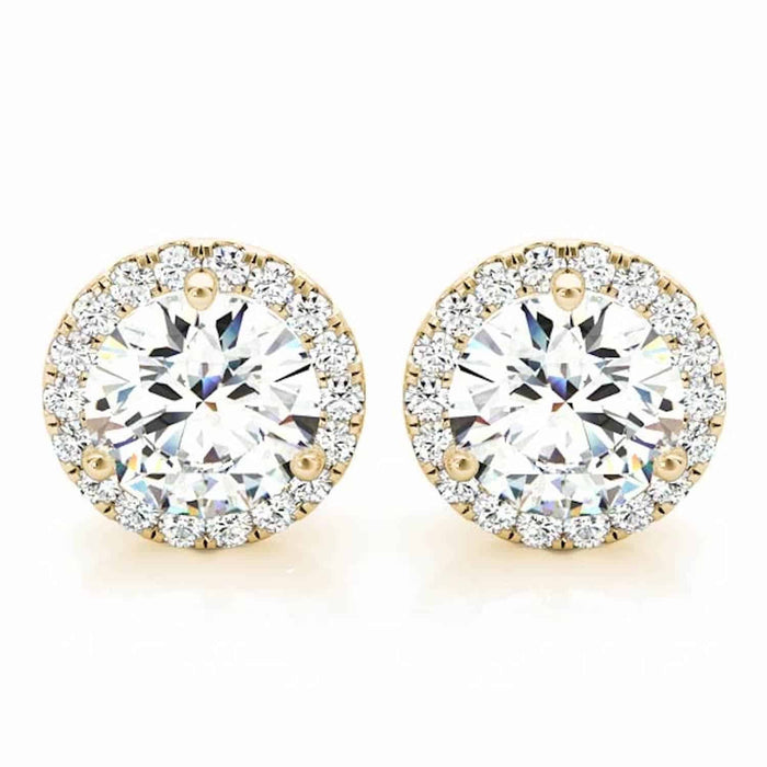 2.20CTW Natural Diamonds & Moissanite 14K Yellow White Rose Gold Halo Earrings - WJD Exclusives