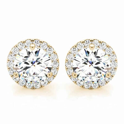 2.20CTW Lab - Grown Diamonds 14K Yellow White Rose Gold Halo Earrings 9mm - WJD Exclusives