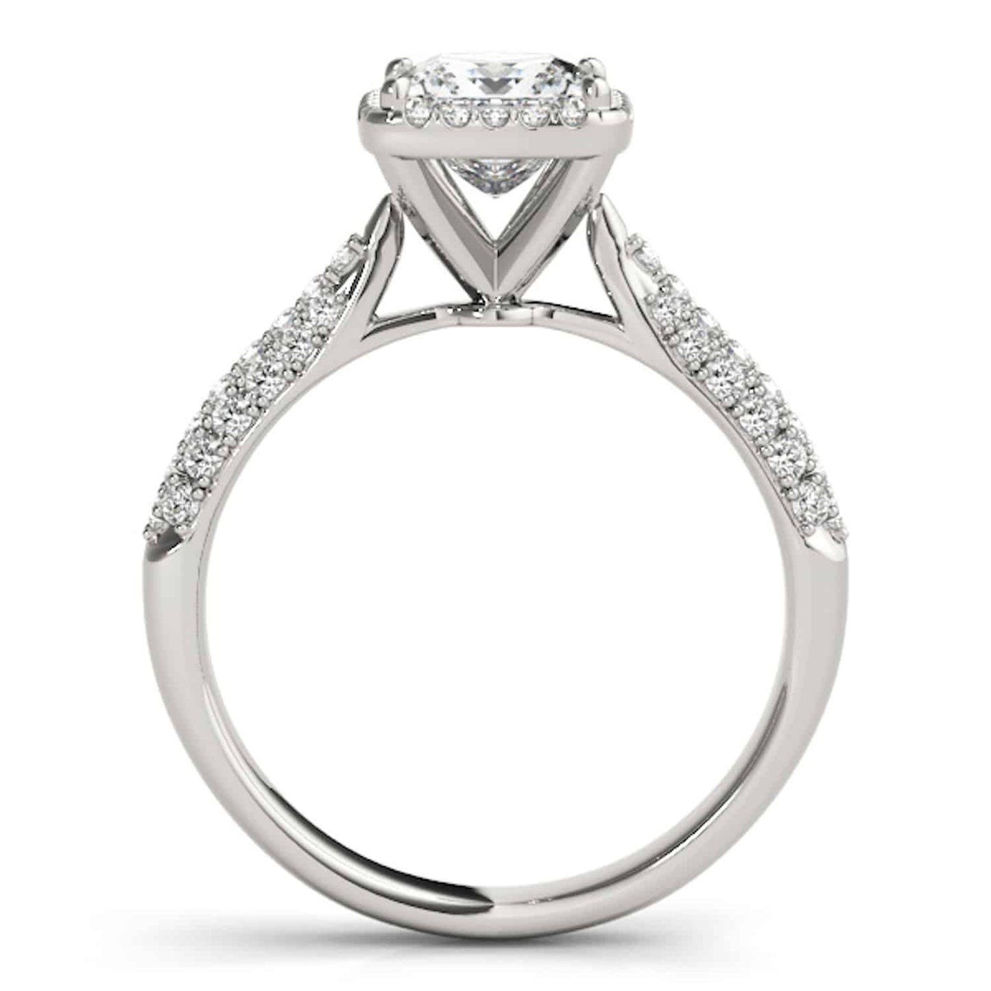 1CTW Real Diamonds & Princess Moissanite 18K Gold White Halo Engagement Ring
