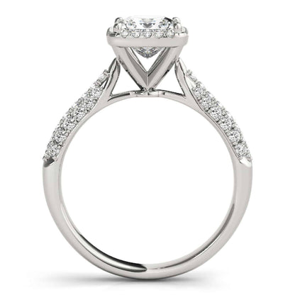 1CTW Real Diamonds & Princess Moissanite 18K Gold White Halo Engagement Ring