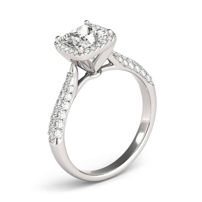 1CTW Real Diamonds & Princess Moissanite 18K Gold White Halo Engagement Ring