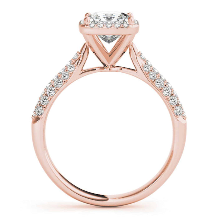 1 CT. TW Lab - Grown Diamonds 18K Rose Gold Princess - Cut Halo Engagement Ring - WJD Exclusives