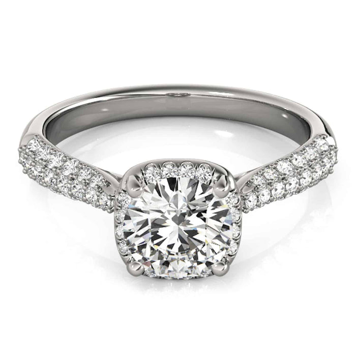 1.25CTW Lab - Grown Diamond Round 18K White Gold Multi Row Halo Engagement Ring - WJD Exclusives