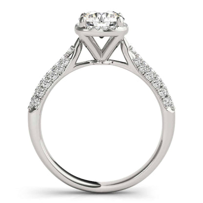 1.25CTW Lab-Grown Diamond Round 18K White Gold Multi Row Halo Engagement Ring