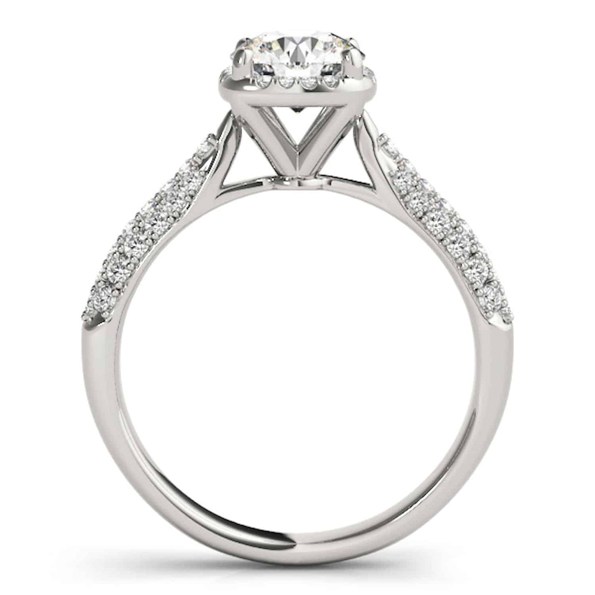 1.25CTW Natural Diamond & Moissanite 18K White Gold Round Halo Engagement Ring - WJD Exclusives