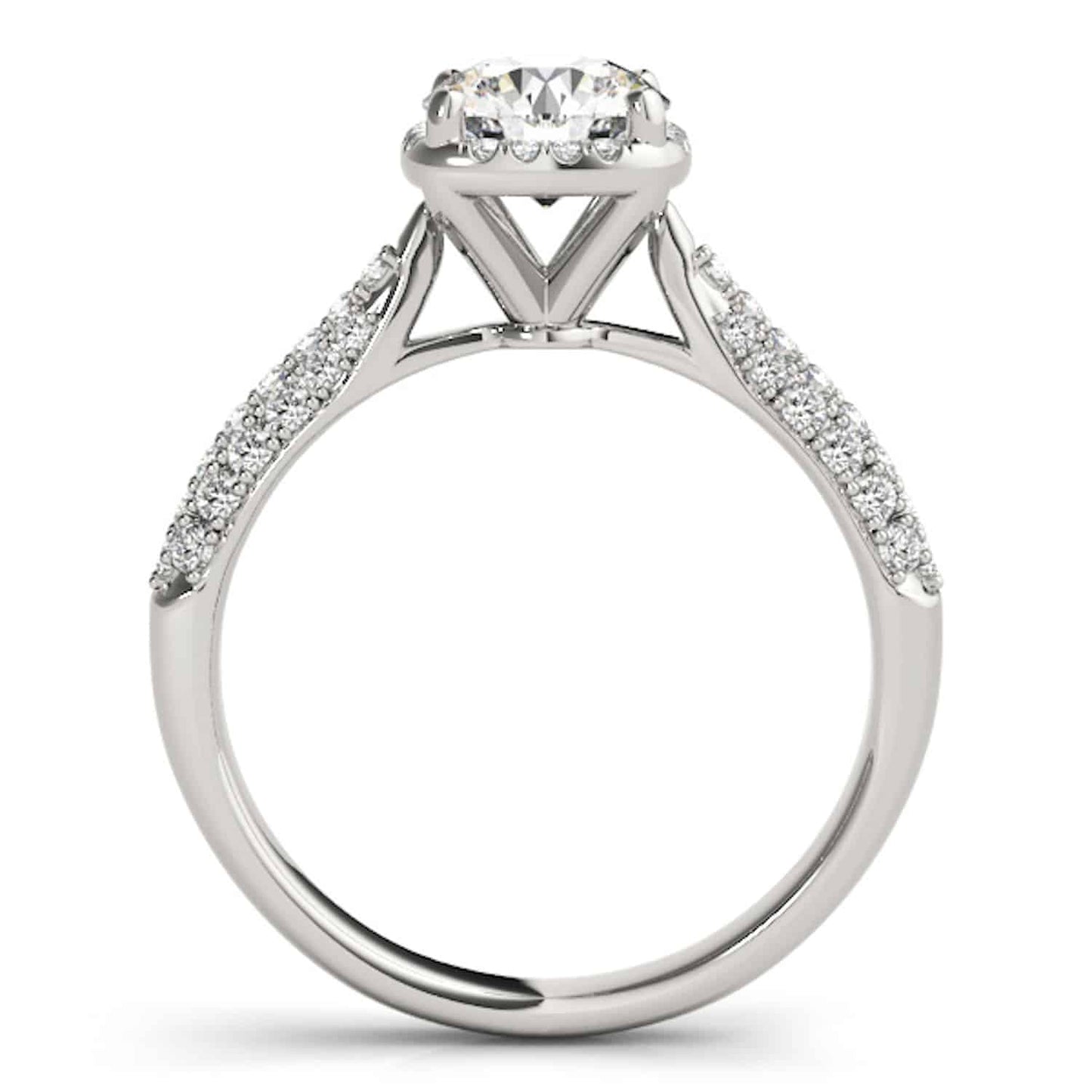 1.25CTW Real Diamond & Moissanite 18K White Gold Round Halo Engagement Ring