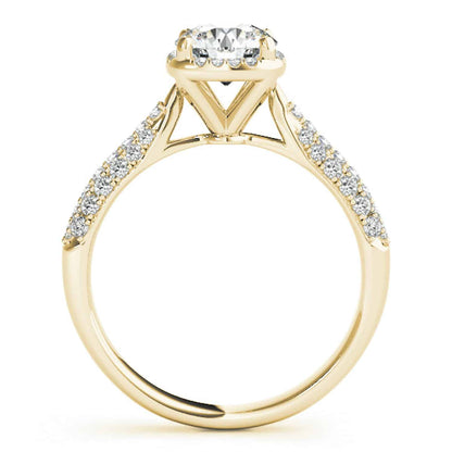 1.25CTW Real Diamonds & Moissanite 18K Gold Yellow Round Halo Engagement Ring