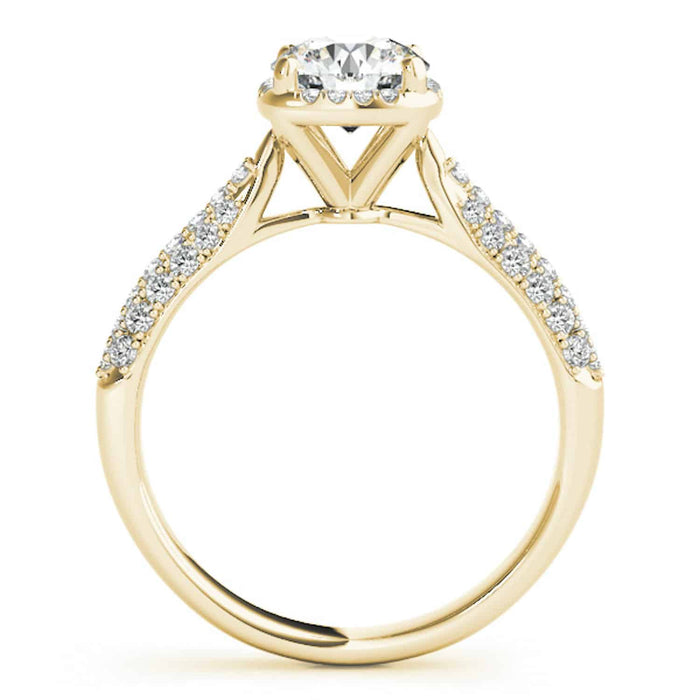 1.25CTW Natural Diamonds & Moissanite 18K Gold Yellow Round Halo Engagement Ring - WJD Exclusives