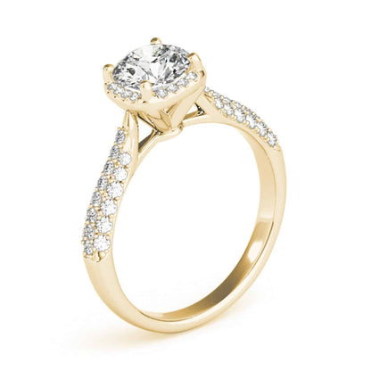 1.25CTW Real Diamonds & Moissanite 18K Gold Yellow Round Halo Engagement Ring