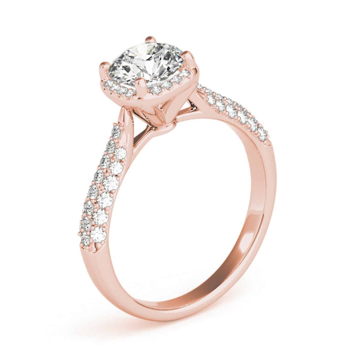 1.25CTW Natural Diamond & Moissanite 18K Rose Gold Round Halo Engagement Ring - WJD Exclusives