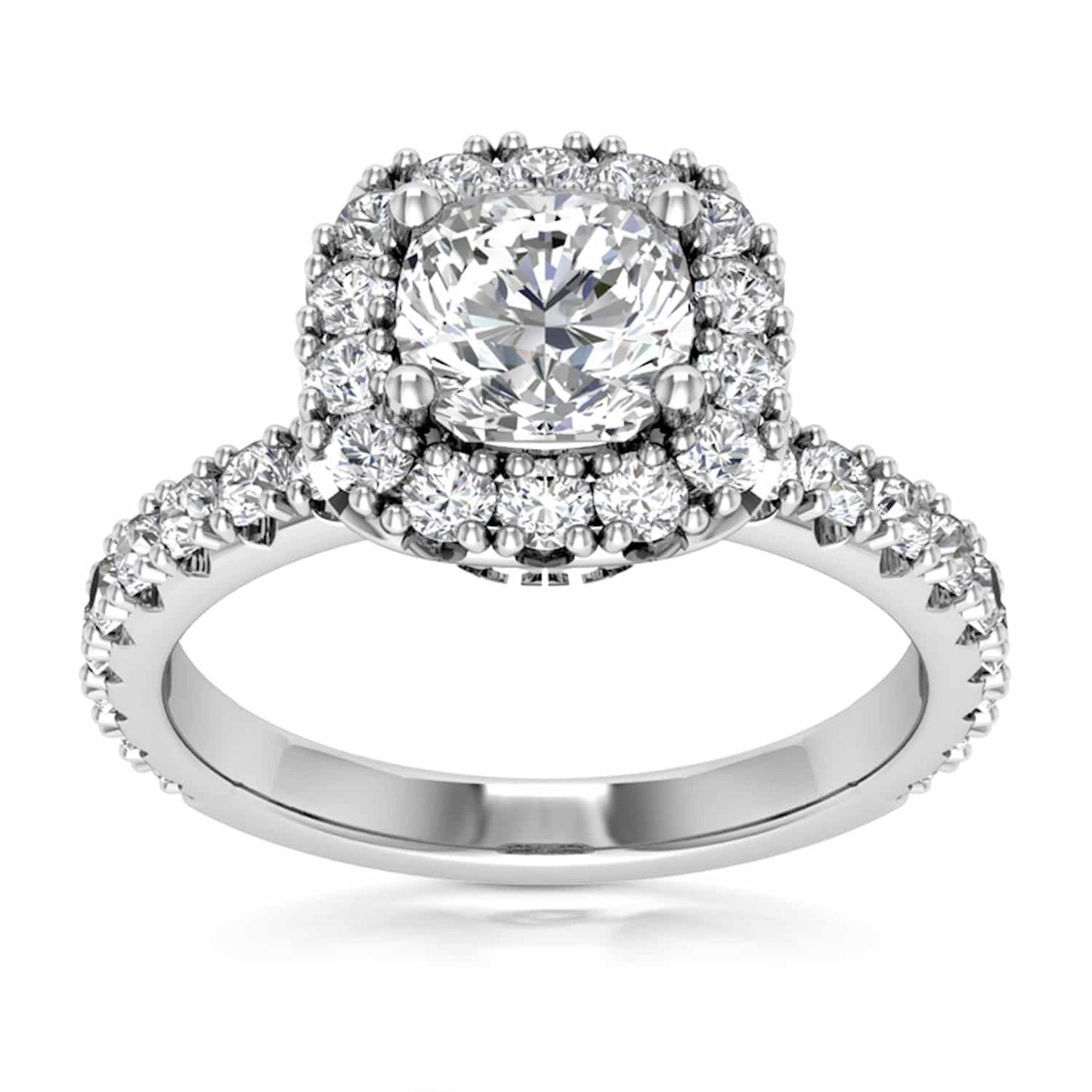 1.85CT T.W Lab-Grown Diamonds 18K White Gold Halo Engagement Ring
