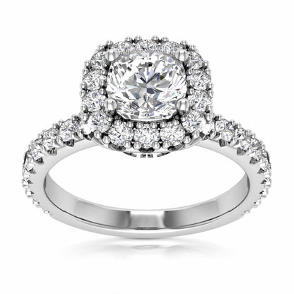 1.85CT T.W Lab-Grown Diamonds 18K White Gold Halo Engagement Ring