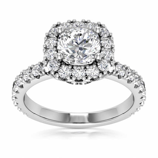 1.85CT T.W Lab-Grown Diamonds 18K White Gold Halo Engagement Ring