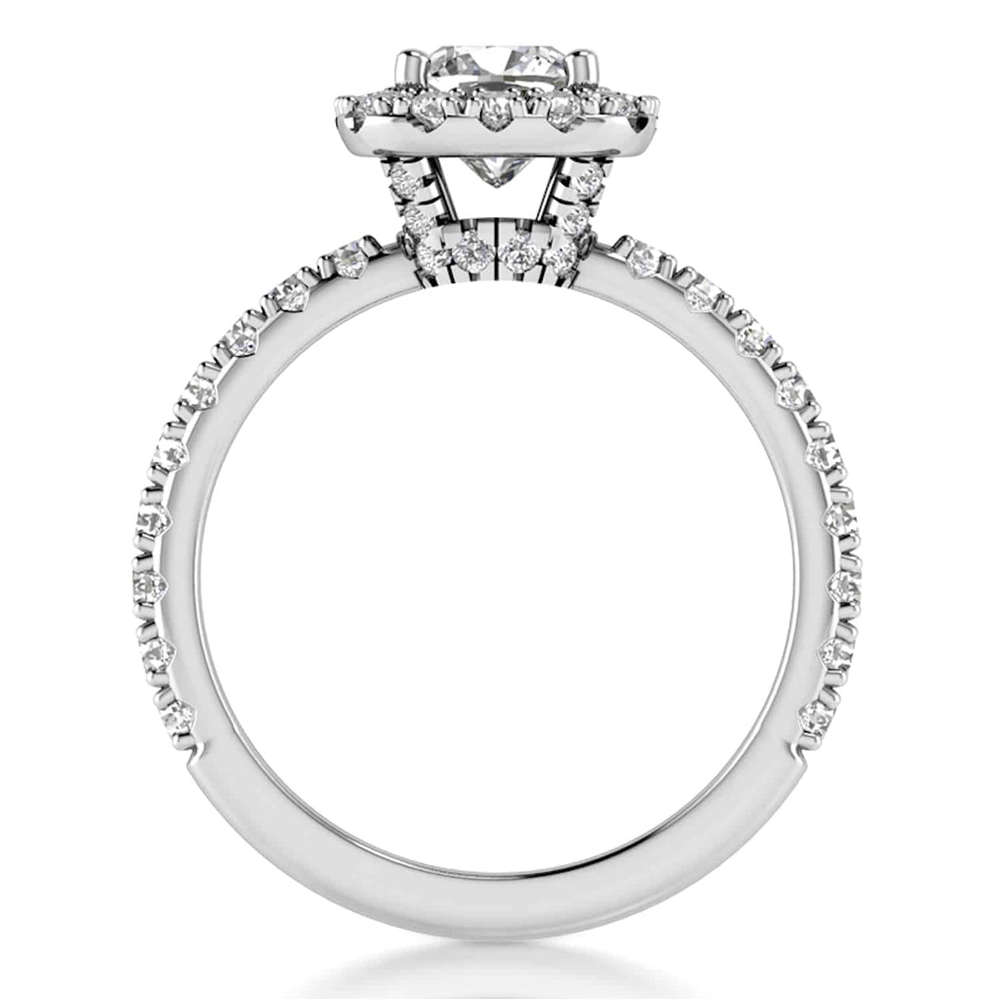 1.85CT T.W Lab-Grown Diamonds 18K White Gold Halo Engagement Ring