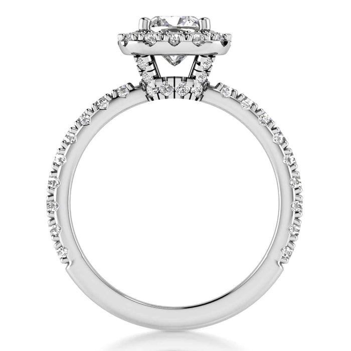 1.85CT T.W Lab - Grown Diamonds 18K White Gold Halo Engagement Ring - WJD Exclusives