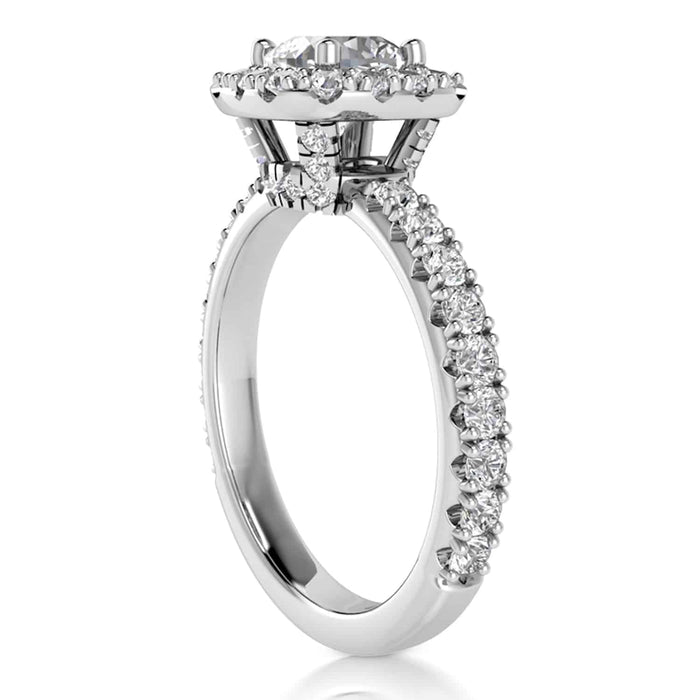 1.85CT T.W Lab - Grown Diamonds 18K White Gold Halo Engagement Ring - WJD Exclusives