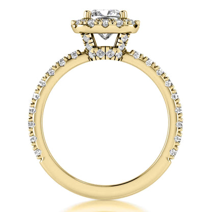 1.85CT T.W Lab-Grown Diamonds 18K Real Gold Yellow Halo Engagement Ring