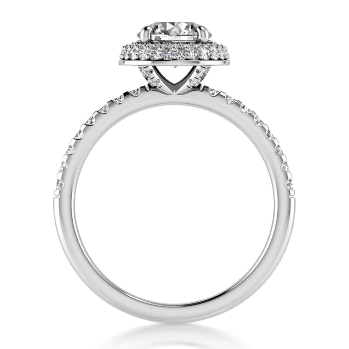 1.44CT TW Natural Diamonds And Moissanite 18K White Gold Halo Engagement Ring - WJD Exclusives