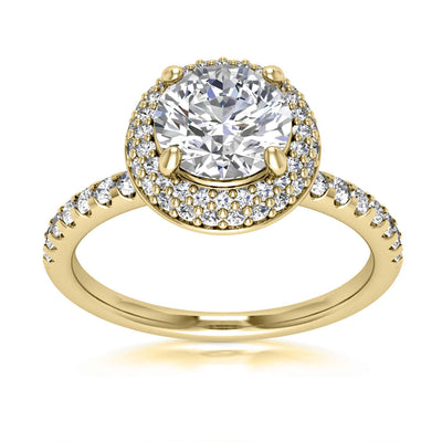 1.44CTW Lab - Grown Diamond 18K Gold Yellow Round Halo Engagement Ring - WJD Exclusives