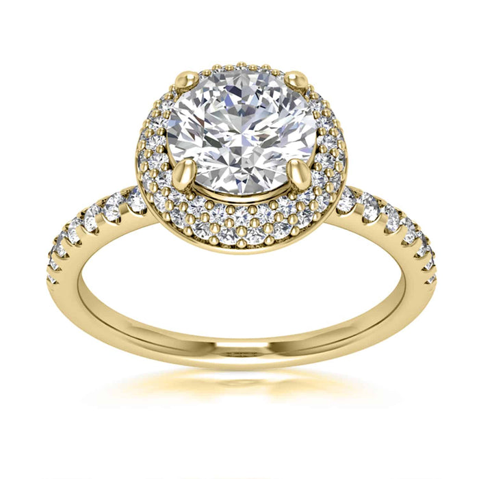 1.44CTW Lab - Grown Diamond 18K Gold Yellow Round Halo Engagement Ring - WJD Exclusives