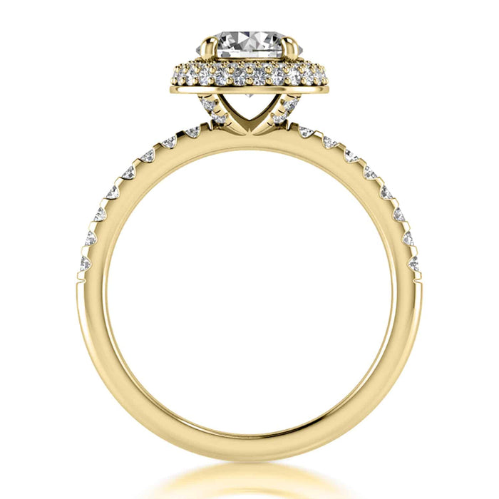1.44CTW Lab - Grown Diamond 18K Gold Yellow Round Halo Engagement Ring - WJD Exclusives