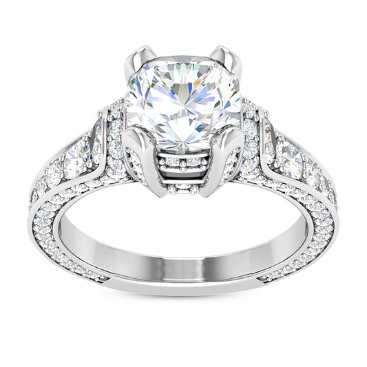 2.04CTW Real Diamond & Moissanite Cushion Cut 18K White Gold Engagement Ring