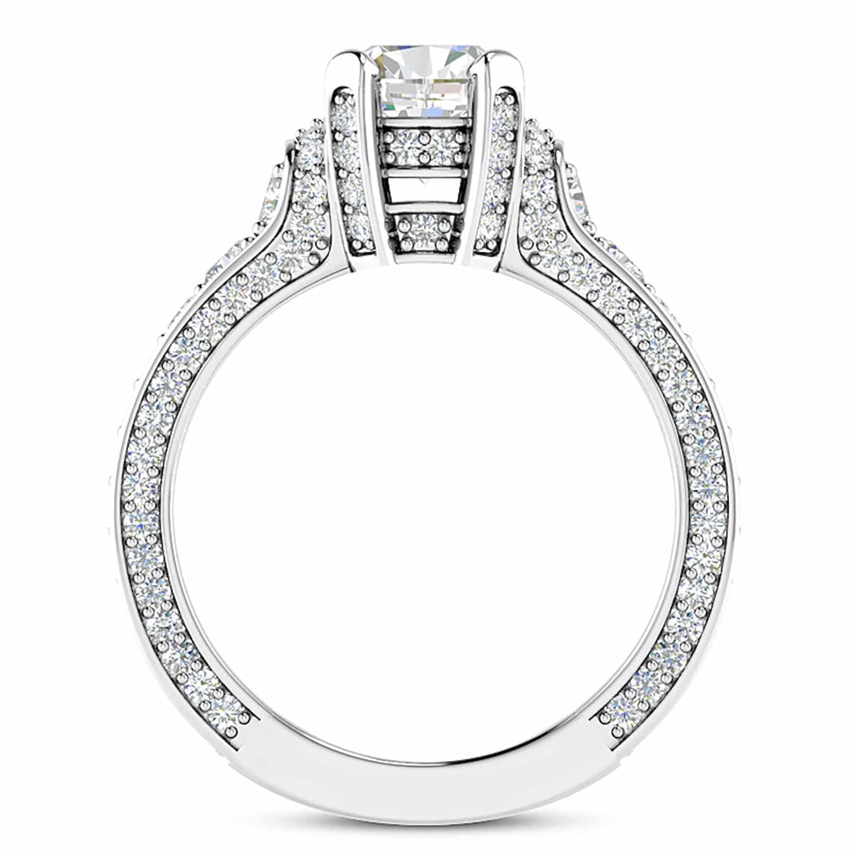 2.04CTW Natural Diamond & Moissanite Cushion - Cut 18K White Gold Engagement Ring - WJD Exclusives