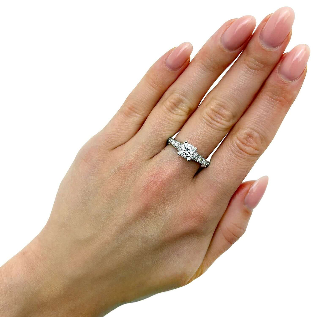 2.04CTW Natural Diamond & Moissanite Cushion - Cut 18K White Gold Engagement Ring - WJD Exclusives