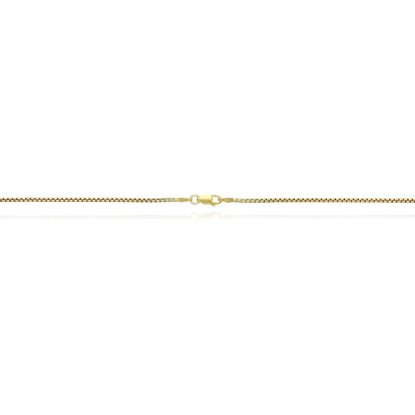 Solid 18K Yellow Gold Over Silver 1.7mm Round Box Chain Necklace 16"-24"